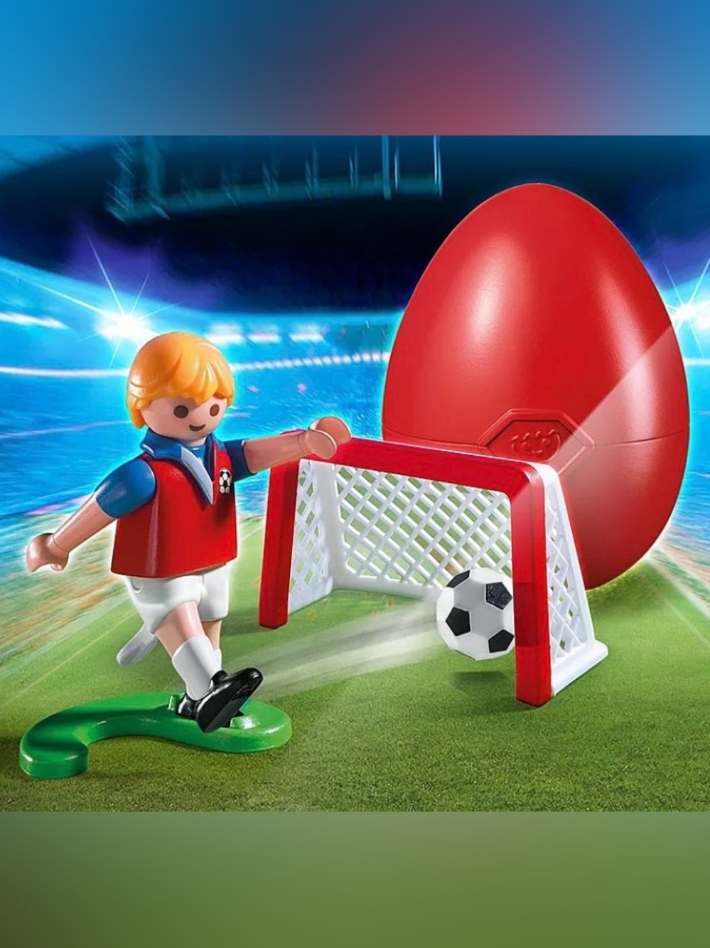Playmobil Soccer Figure Playset with Red Egg Case